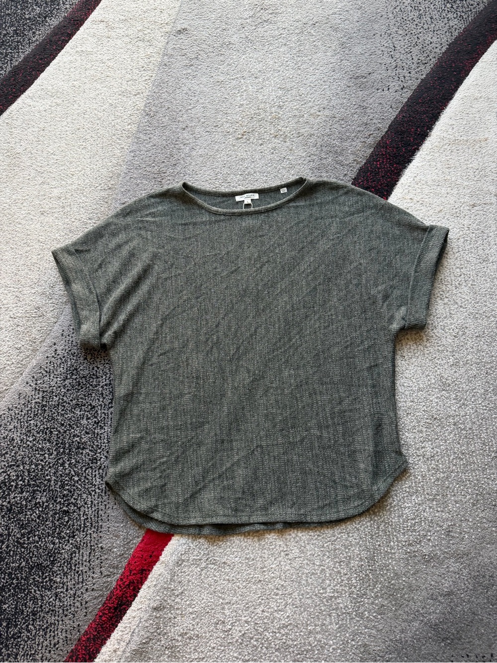 Max Studio Army Green Cuffed Short Sleeve Top